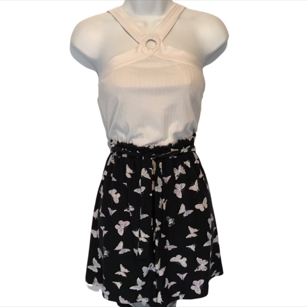 Ultra Flirt Butterfly Shorts Romper NWT